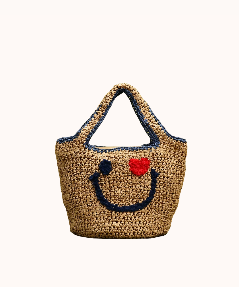 Réverie Face Motif Woven Tote Bag