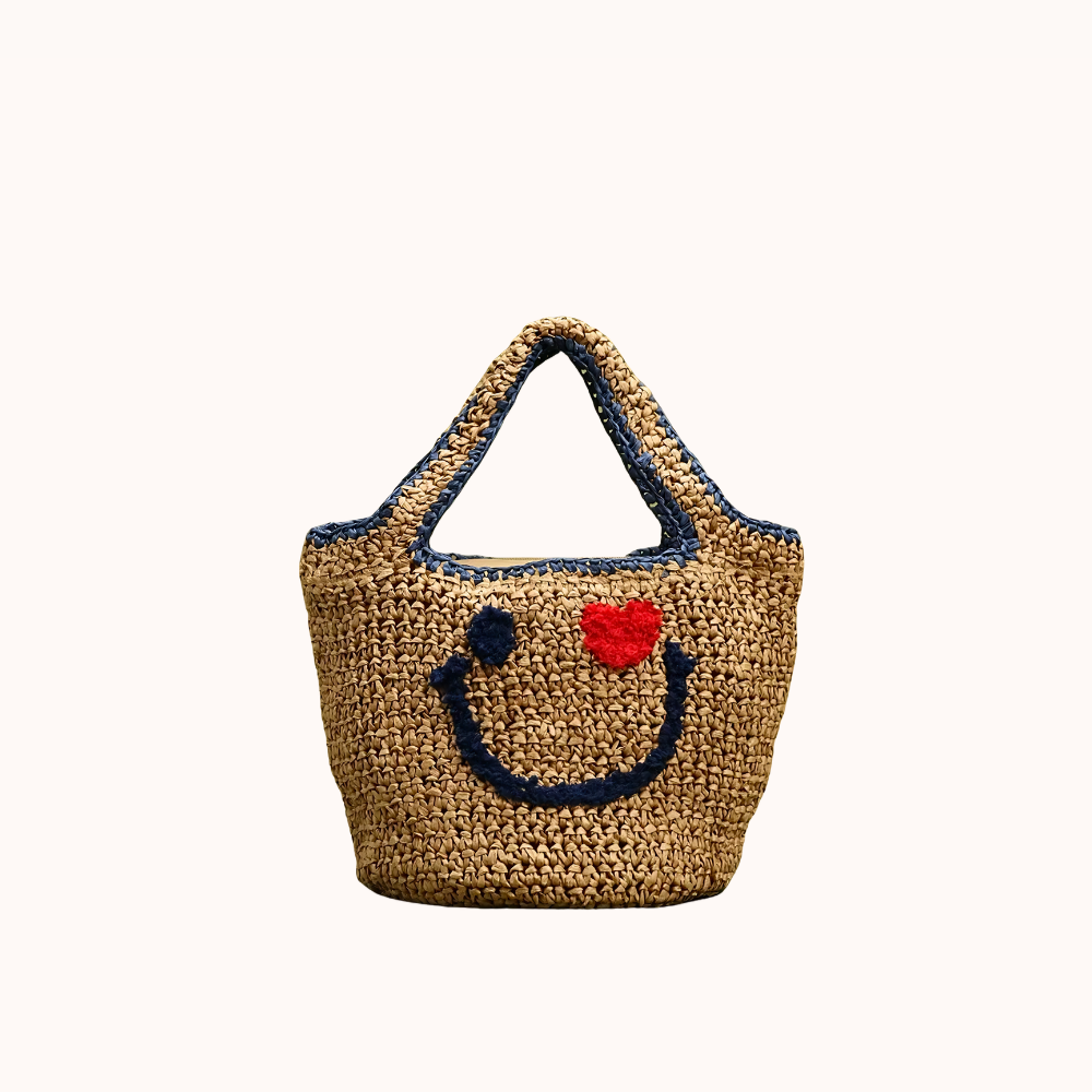 Réverie Face Motif Woven Tote Bag