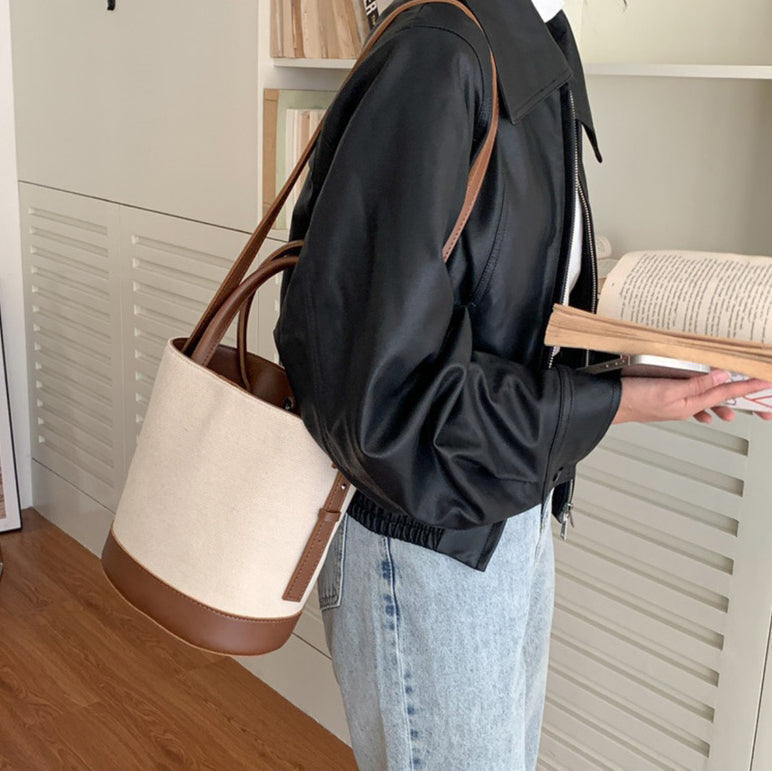 Serah Vegan Leather Crossbody Bucket Bag