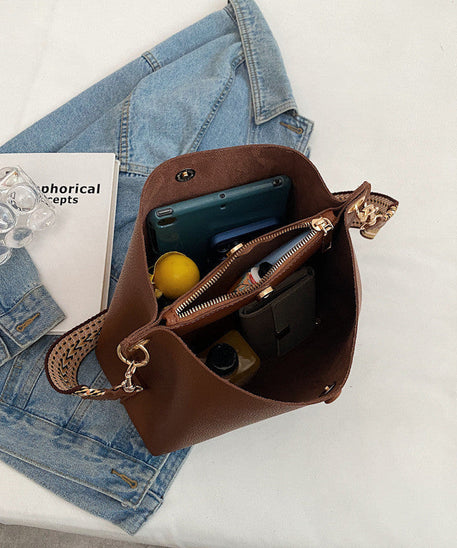 Léonore Vegan Leather Crossbody Bucket Bag