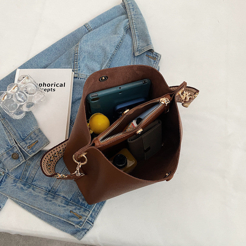 Léonore Vegan Leather Crossbody Bucket Bag